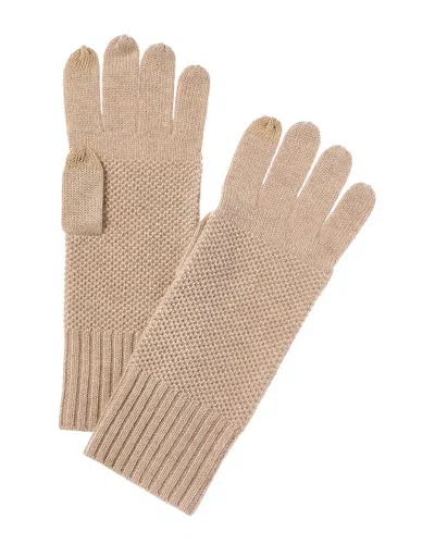 Forte Cashmere Lux Textured Cashmere Gloves In Grey