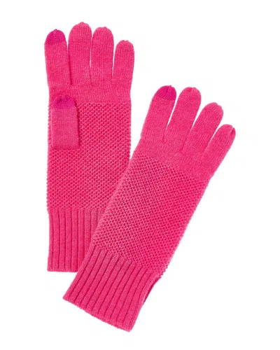 Forte Cashmere Lux Textured Cashmere Gloves In Pink