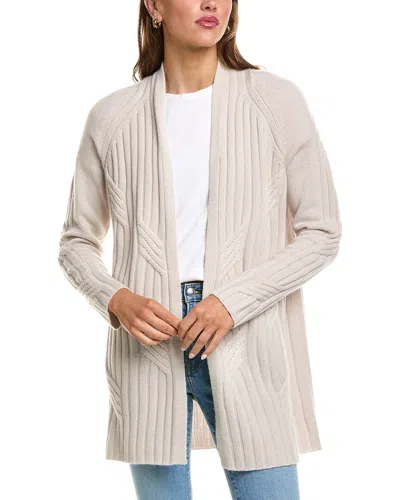 Forte Cashmere Luxe Cable 100% Cashmere Cardigan In Neutral