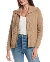 Forte Cashmere Luxe Cable Cashmere Cardigan In Brown