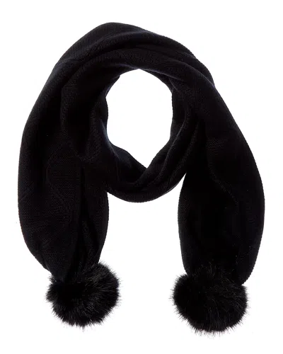 Forte Cashmere Luxe Cable Cashmere Scarf In Black
