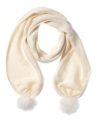 Forte Cashmere Luxe Cable Cashmere Scarf In White