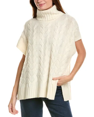 Forte Cashmere Luxe Cable Cowl Wool & Cashmere-blend Popover Sweater In White