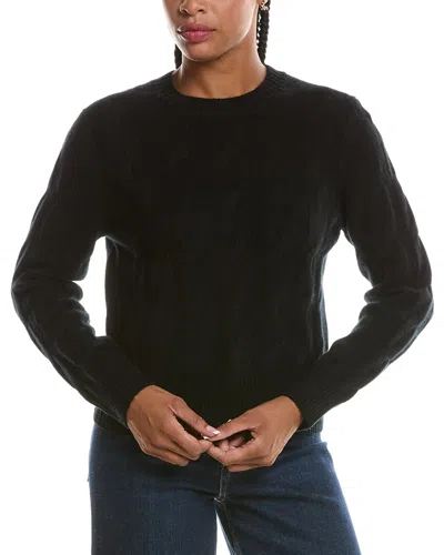 Forte Cashmere Luxe Cable Crewneck 100% Cashmere Sweater In Black
