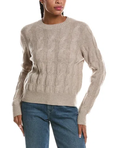 Forte Cashmere Luxe Cable Crewneck 100% Cashmere Sweater In Brown