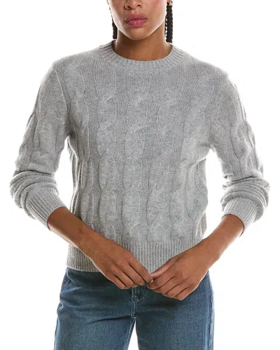 Forte Cashmere Luxe Cable Crewneck Cashmere Sweater In Gray
