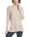Forte Cashmere Luxe Cable Funnel Neck Cashmere Sweater In Gray