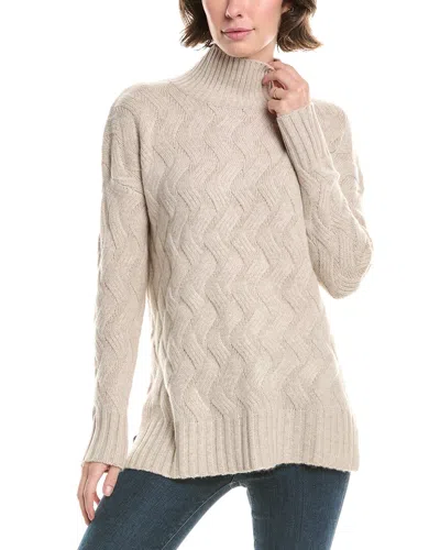 Forte Cashmere Luxe Cable Funnel Neck Cashmere Sweater In Gray