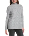 Forte Cashmere Luxe Cable Funnel Neck Cashmere Sweater In Gray
