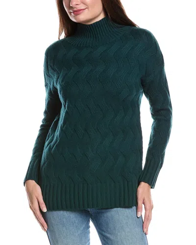 Forte Cashmere Luxe Cable Funnel Neck Cashmere Sweater In Green