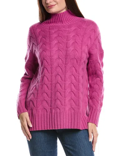 Forte Cashmere Luxe Cable Funnel Neck Cashmere Sweater In Pink