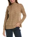 Forte Cashmere Luxe Cable Funnel Neck Wool & Cashmere-blend Tunic In Brown