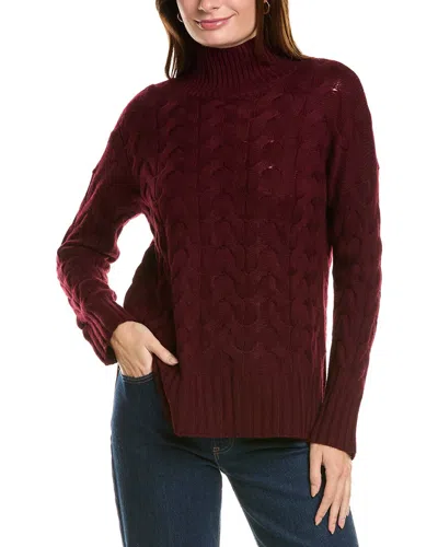 Forte Cashmere Luxe Cable Funnel Neck Wool & Cashmere-blend Tunic In Red