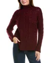 Forte Cashmere Luxe Cable Funnel Neck Wool & Cashmere-blend Tunic In Red