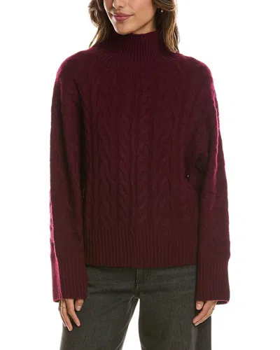 Forte Cashmere Luxe Cable Mock Neck 100% Cashmere Pullover In Burgundy