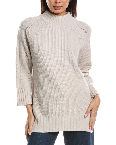 Forte Cashmere Luxe Cable Mock Neck Cashmere Sweater In Brown