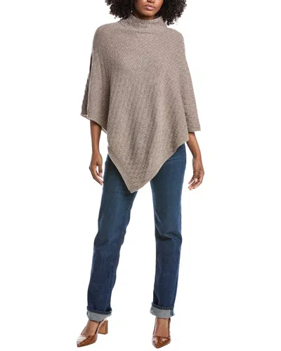 Forte Cashmere Luxe Cable T-neck Cashmere Poncho In Brown