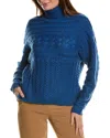 Forte Cashmere Luxe Cable Turtleneck Wool & Cashmere-blend Sweater In Blue