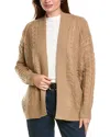 Forte Cashmere Luxe Cable Wool & Cashmere-blend Cardigan In Brown