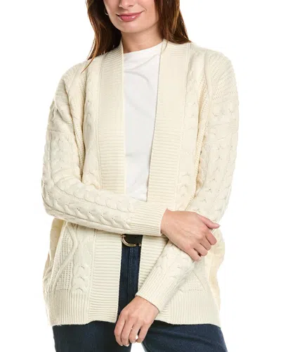 Forte Cashmere Luxe Cable Wool & Cashmere-blend Cardigan In White