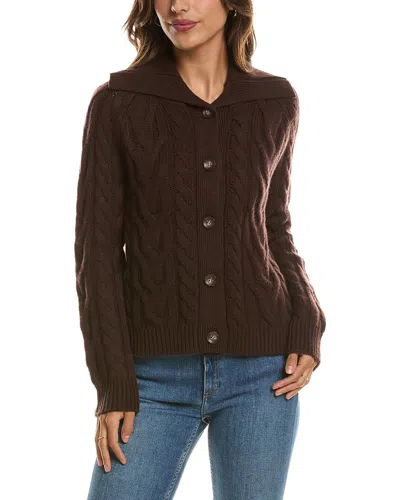 Forte Cashmere Luxe Cable Wool & Cashmere-blend Cardigan In Brown
