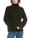 Forte Cashmere Luxe Rib Turtleneck Wool & Cashmere-blend Sweater In Black