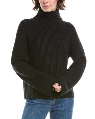 Forte Cashmere Luxe Rib Turtleneck Wool & Cashmere-blend Sweater In Black