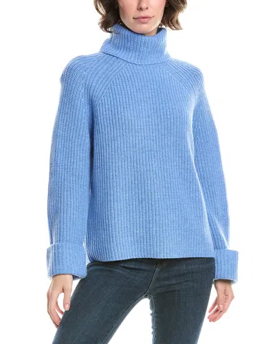 Forte Cashmere Luxe Rib Turtleneck Wool & Cashmere-blend Sweater In Blue