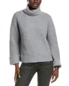 Forte Cashmere Luxe Rib Turtleneck Wool & Cashmere-blend Sweater In Gray