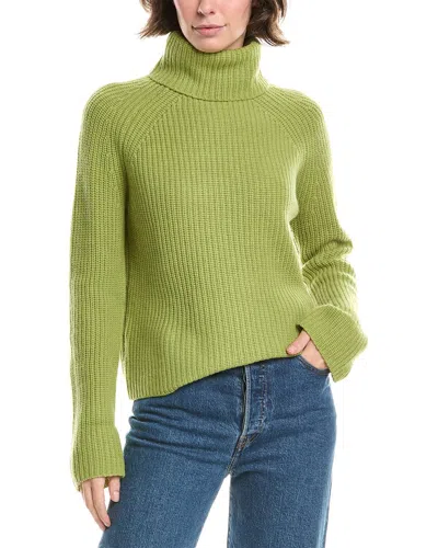 Forte Cashmere Luxe Rib Turtleneck Wool & Cashmere-blend Sweater In Green