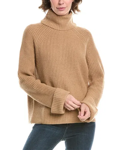 Forte Cashmere Luxe Rib Turtleneck Wool & Cashmere-blend Sweater In Neutral