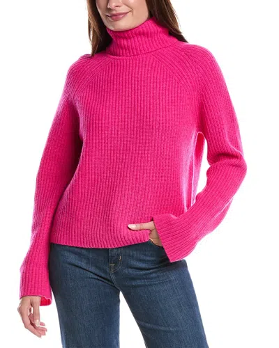 Forte Cashmere Luxe Rib Turtleneck Wool & Cashmere-blend Sweater In Pink