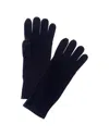 Forte Cashmere Luxe Textured Cashmere Gloves In Blue