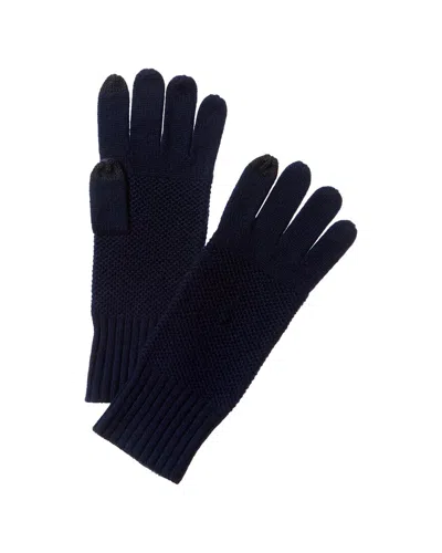 Forte Cashmere Luxe Textured Cashmere Gloves In Blue
