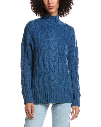 Forte Cashmere Luxe Wool & Cashmere-blend Cable Sweater In Blue