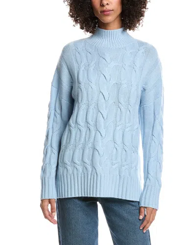 Forte Cashmere Luxe Wool & Cashmere-blend Cable Sweater In Blue