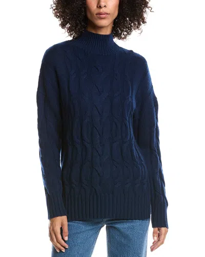 Forte Cashmere Luxe Wool & Cashmere-blend Cable Sweater In Blue