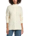 Forte Cashmere Cable Wool & Cashmere-blend Mock Neck Sweater In White