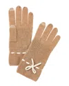Forte Cashmere Mini Bow Cashmere Gloves In Brown