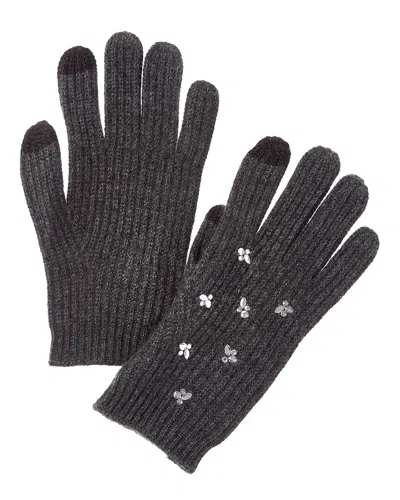Forte Cashmere Mixed Crystal Cashmere Gloves In Gray