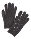 Forte Cashmere Mixed Crystal Cashmere Gloves In Brown