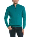 Forte Cashmere Mock Neck Cashmere 1/4-zip Sweater In Green