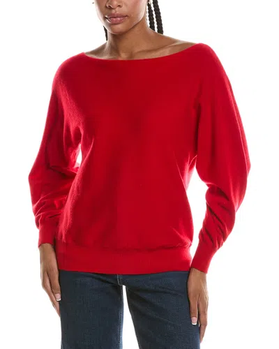Forte Cashmere Off The Shoulder Dolman Sleeve 100% Cashmere Sweater In Red