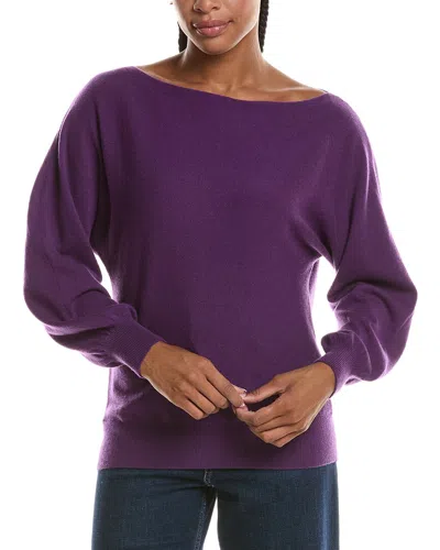 Forte Cashmere Off-the-shoulder Dolman 100% Cashmere Sweater In Purple