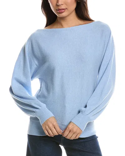 Forte Cashmere Off-the-shoulder Dolman Cashmere Sweater In Blue