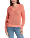 Forte Cashmere Open Stitch V-neck Sweater In Orange