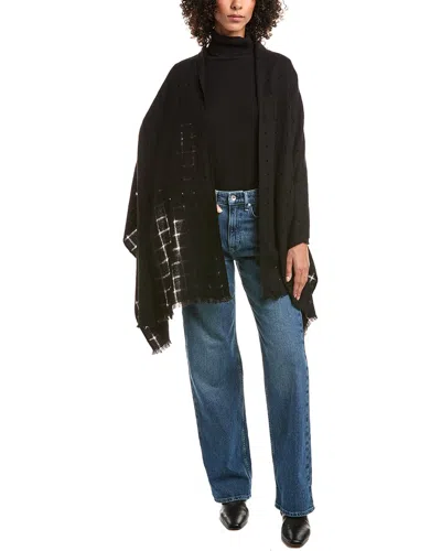Forte Cashmere Open Weave Shawl In Black