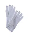 Forte Cashmere Pearl Cuff Trim Cashmere Gloves In Blue