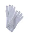 Forte Cashmere Pearl Cuff Trim Cashmere Gloves In Blue