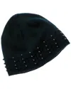 Forte Cashmere Pearl Studded Cashmere Hat In Green
